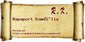 Rapaport Kamélia névjegykártya